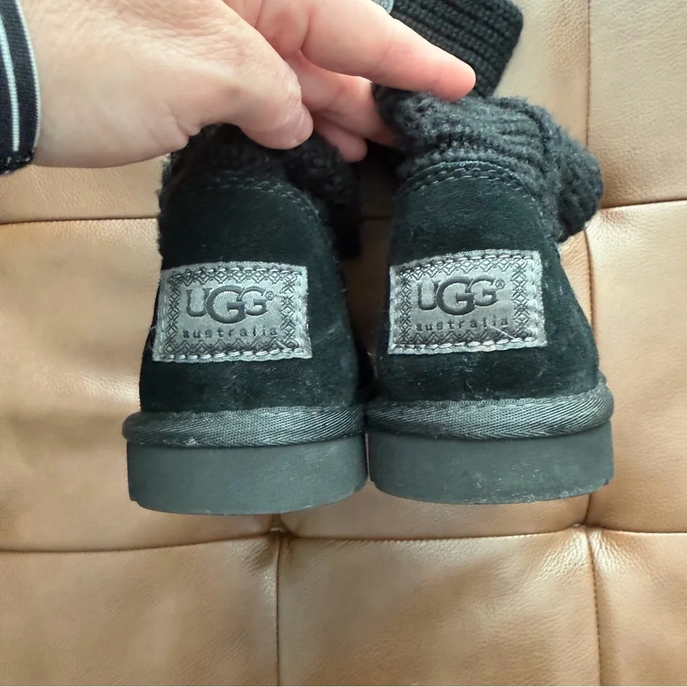 UGG Black Sweater Knit Button Boots Size 6